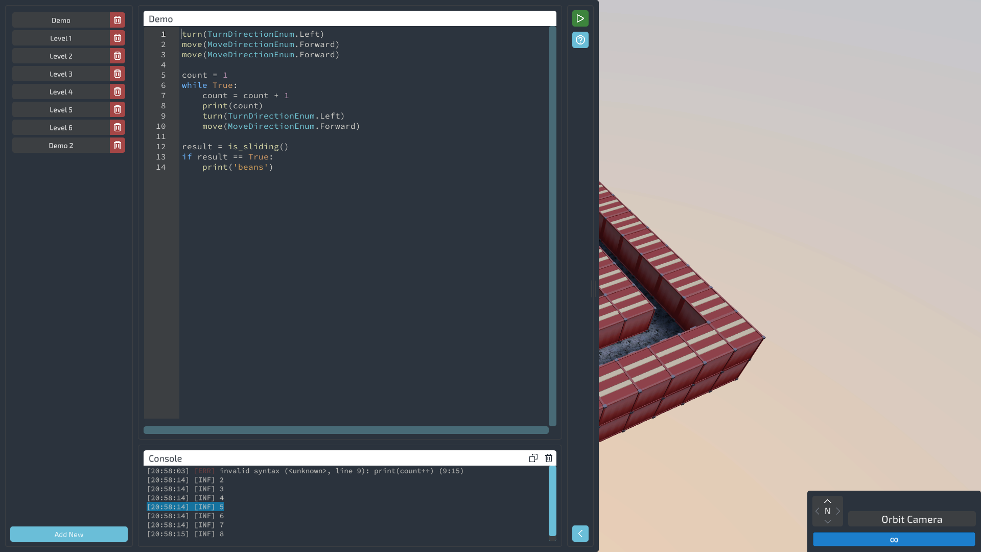 Code editor with console output