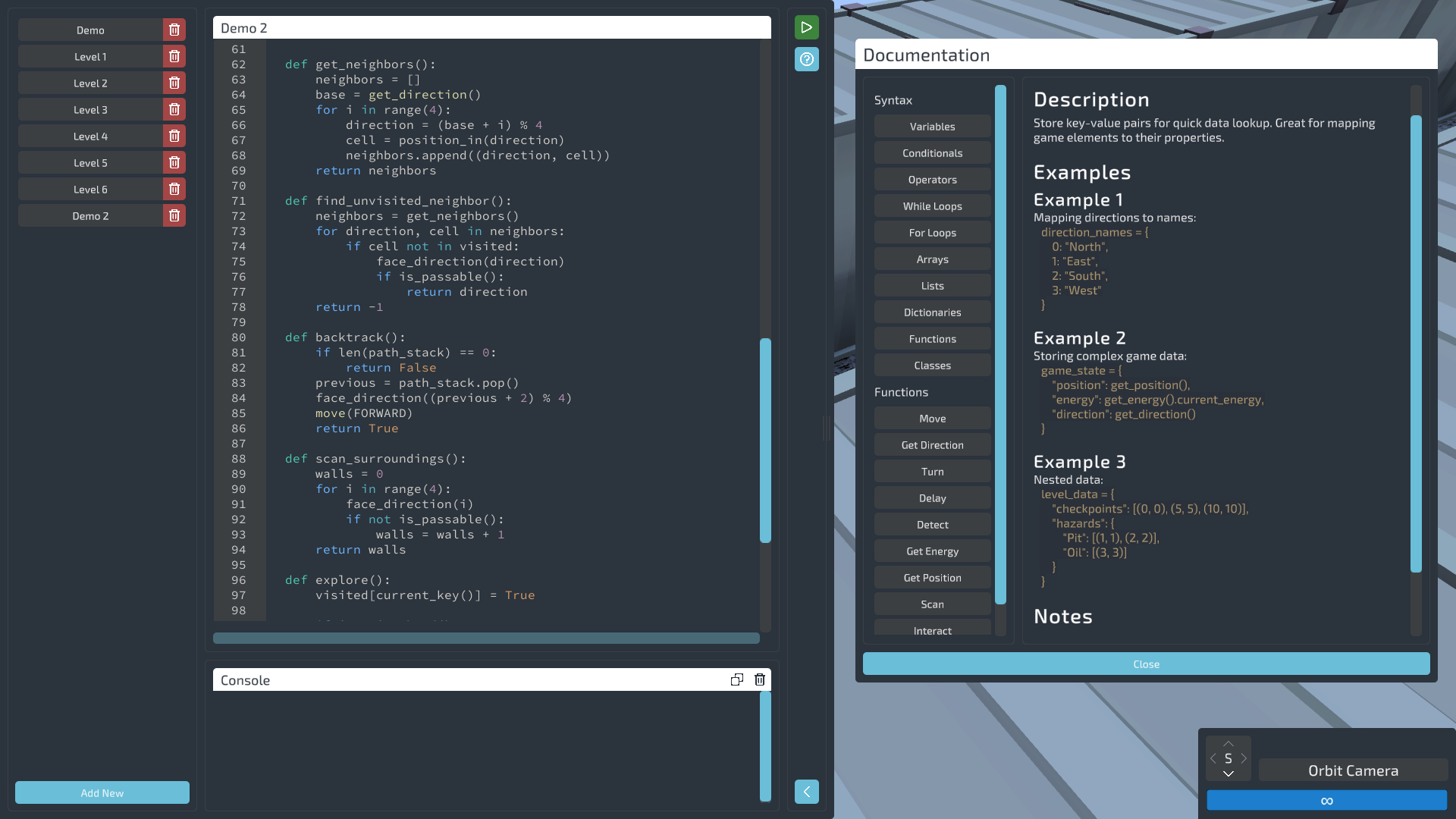 Droning On - Code editor with documentation